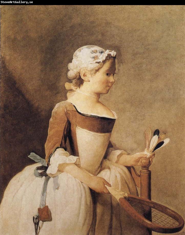 Jean Baptiste Simeon Chardin Girl with a Racquer and Shuttlecock